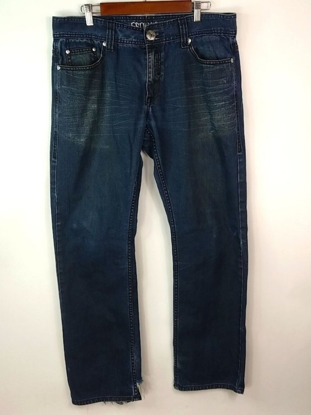 Seduka 36x32 Straight Black Mens Destroyed Jeans